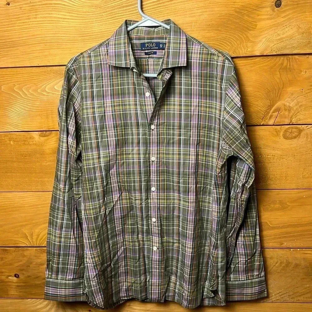 Paulo Ralph Lauren mens button up dress shirt slim fit neck 15 1/2 wedding event